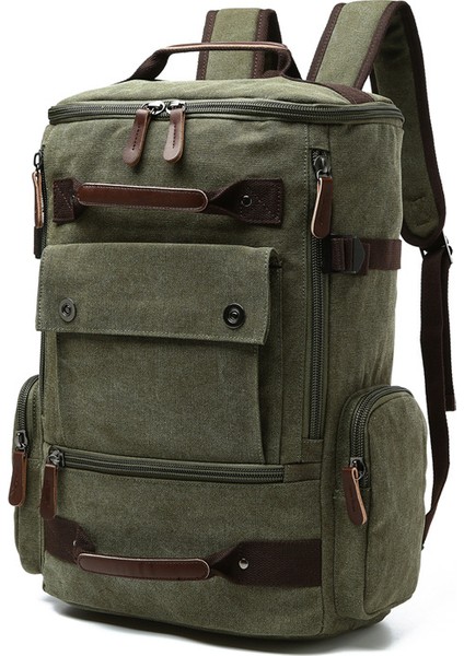 Kahverengi Kanvas Erkek Büyük Kapasiteli Bilgisayar Çantası Eğlence Çok Amaçlı Seyahat Çantası Kore Moda Sırt Çantası (Yurt Dışından) modelleri