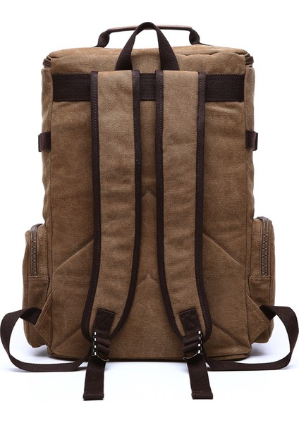 Kahverengi Kanvas Erkek Büyük Kapasiteli Bilgisayar Çantası Eğlence Çok Amaçlı Seyahat Çantası Kore Moda Sırt Çantası (Yurt Dışından) fırsatları