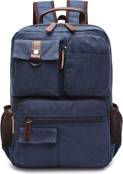 Mavi Yeni Yüksek Kaliteli Büyük Kapasiteli Retro Kanvas Dizüstü Seyahat Çantası Özel Seyahat Sırt Çantası Özelleştirilebilir Logo (Yurt Dışından)