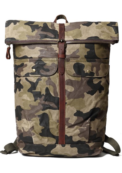 Açık Yeşil Yüksek Kaliteli Büyük Kapasiteli Seyahat Çantası Kamuflaj Erkek Kanvas Sırt Çantası (Yurt Dışından)