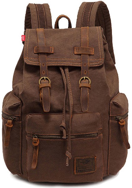 Haki Popüler Öğrenci Okul Çantası Kanvas Sırt Çantası Bilgisayar Çantası Büyük Kapasiteli Avrupa ve Amerikan Retro Sırt Çantası (Yurt Dışından) modelleri