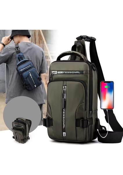 C4 Yeni Erkek Göğüs Çantası Trend Çok Fonksiyonlu Sırt Çantası Erkek Rahat Çapraz Vücut Çanta Taşınabilir Erkek Tek Omuz Sırt Çantası (Yurt Dışından) modelleri