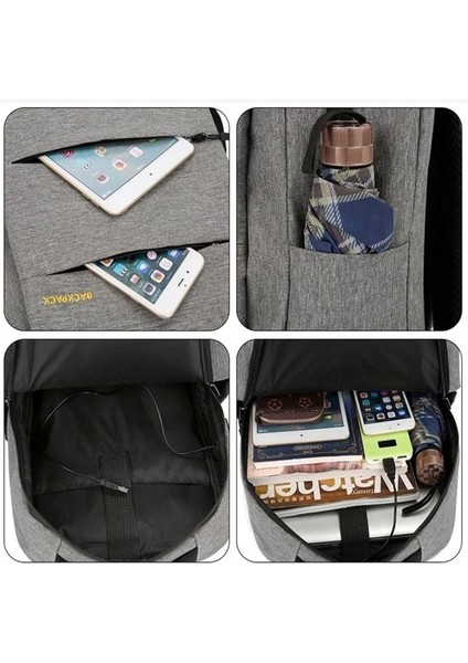 Gri 812-1782 3 Adet Erkek Sırt Çantası USB Şarj Erkek Çantası Rahat Çok Fonksiyonlu Sırt Çantaları Erkek Okul Çantaları 3 Takım Sırt Çantaları (Yurt Dışından) indirimleri