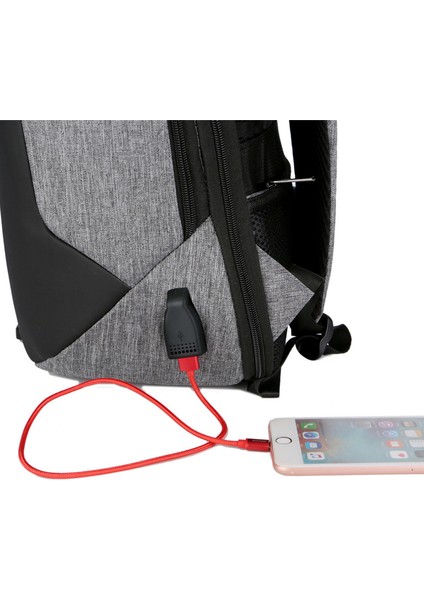 Lacivert Anti Hırsızlık Gizlenebilir Fermuar Sırt Çantası Erkek USB Şarj Cihazı Su Geçirmez Erkek Sırt Çantası (Yurt Dışından)