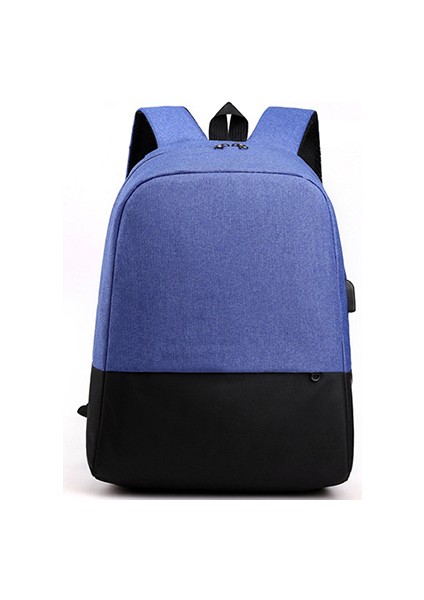 Mavi Fabrika Doğrudan Tedarik Özelleştirilmiş Su Geçirmez Günlük Kadın ve Erkek Sırt Çantası USB Şarjlı Laptop Sırt Çantası (Yurt Dışından)