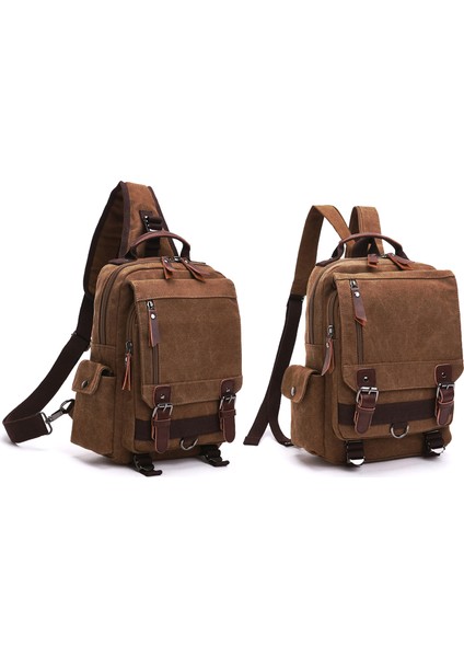 Kahverengi Vintage Tek Sling Kanvas Çantalar ve Sırt Çantası Erkekler Için Büyük Sırt Çantaları Omuz Erkekler Seyahat Okul Çantası (Yurt Dışından) modelleri