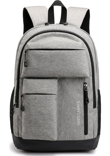 Açık Gri Naylon Yönetici USB Taktik Erkekler Şarj Iş Laptop Çantası Anti Hırsızlık Sırt Çantası 17.5 (Yurt Dışından)