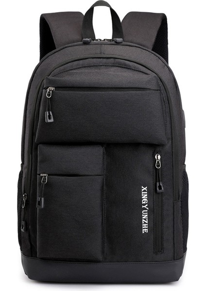 Siyah Naylon Yönetici USB Taktik Erkekler Şarj Iş Laptop Çantası Anti Hırsızlık Sırt Çantası 17.5 (Yurt Dışından)