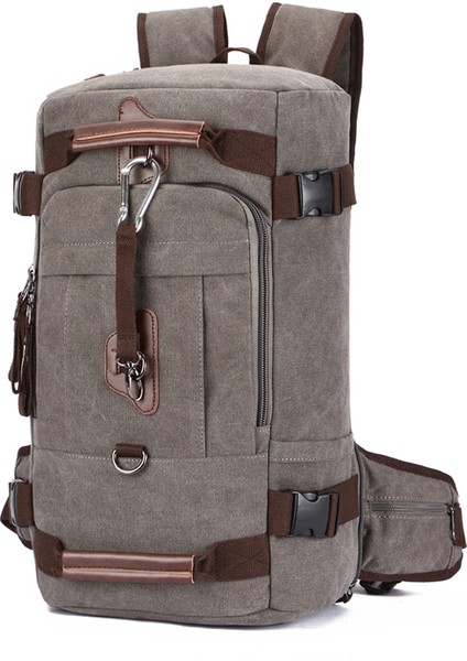 Gri Zuolunduo Özel Dayanıklı Şık Büyük Kapasiteli Çok Fonksiyonlu Yürüyüş Vintage Seyahat Sırt Çantası Laptop Çantası Erkek Sırt Çantaları (Yurt Dışından)