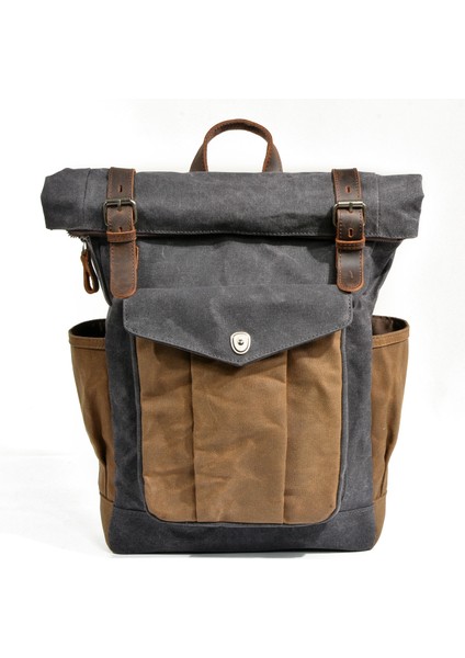 Mavi Avrupa ve Amerikan Retro Açık Dağcılık Taktik Erkek ve Kadın Sırt Çantası Yağ Balmumu Kanvas Seyahat Bilgisayar Çantası (Yurt Dışından)