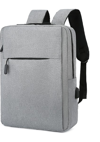 Gri Yeni Iş USB Şarj Laptop Çantası USB Portlu Özel Dizüstü Seyahat Sırt Çantası (Yurt Dışından)