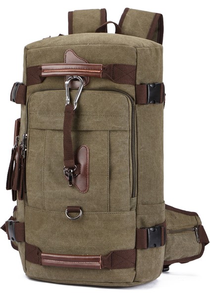 Yeşil Zuolunduo Özel Dayanıklı Şık Büyük Kapasiteli Çok Fonksiyonlu Yürüyüş Vintage Seyahat Sırt Çantası Laptop Çantası Erkek Sırt Çantaları (Yurt Dışından)