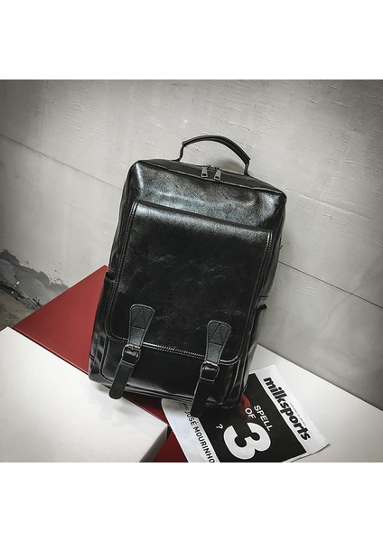 Dikiş Hattı Modaya Uygun Tasarım Dayanıklı Malzeme ile Siyah Casual Erkek Düz Renk Sırt Çantası (Yurt Dışından)