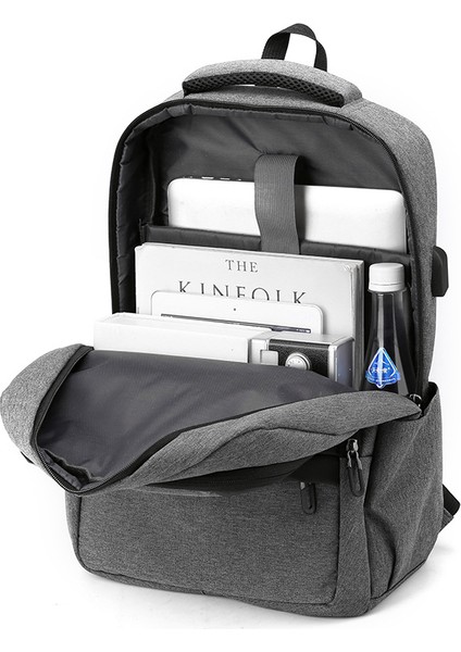 Gri Sıcak Satış Lüks Su Geçirmez Sırt Çantası Rahat Iş Packbag Anti Hırsız Seyahat USB Dizüstü Sırt Çantası Erkekler Için (Yurt Dışından) modelleri