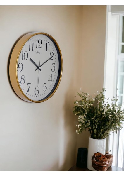 D-218-A-1 Eskitme Kadran 30 cm Sessiz Akar Duvar Saati Gold-Beyaz fiyatları