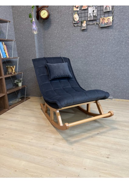 Miskin Naturel Antrasit Ahşap Sallanan Sandalye Dinlenme/Emzirme/Baba/Tv/Okuma/Uzanma Koltuğu Berjer