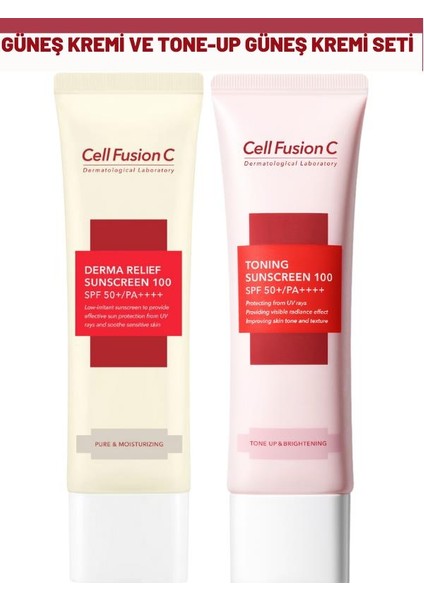 Derma Relief 100 Spf 50 Pa Çocuklar ve Yetişkinler İçin Güneş Kremi ve Toning Tone Up Güneş Kremi