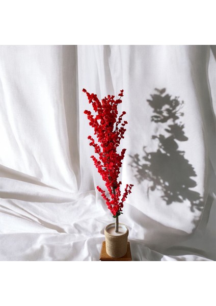 30 x 30 cm Hasır Saksıda 170 cm Kırmızı Bahardalı Yapay Ağaç.