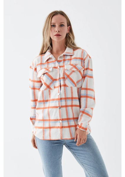 Çift Cepli Kadın Oduncu Gömlek Açık Mavi ZN5013 modelleri