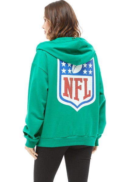 Kanguru Cep Fermuarlı Kadın Sweatshirt Yeşil ZN5025