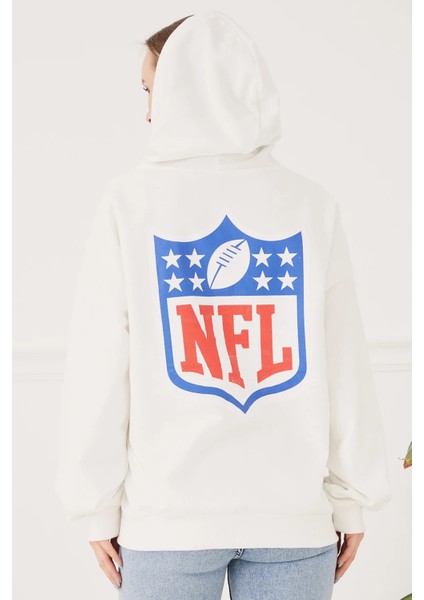 Kanguru Cep Fermuarlı Kadın Sweatshirt Ekru ZN5025