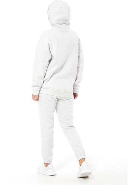 Kapüşonlu Üç Iplik Kadın Eşofman Takımı Gri ZN5031 fırsatları