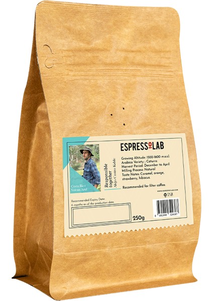 Costa Rica Volcan Azul 250g – Karamel, Portakal, Çilek ve Hibiscus Tadım Notalarıyla
