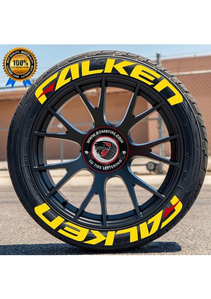 Motosiklet ve Otomobil Lastik Yazısı Sticker Arma 8 Adet 2.5 cm (Made In Usa) Bombtire®