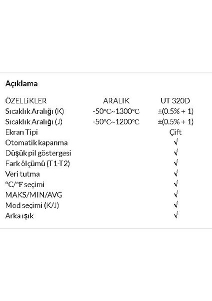 Ut 320D Mini Kontakt Tip Termometre;ub