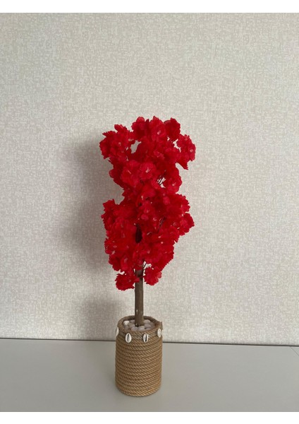 15x20 Hasır Saksıda 70 Cm Kırmızı Bahardalı , Yapay Ağaç