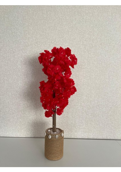 15x20 Hasır Saksıda 70 Cm Kırmızı Bahardalı , Yapay Ağaç