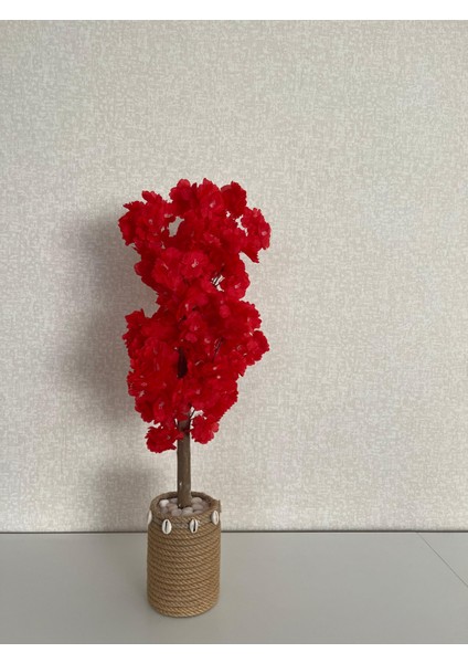 15x20 Hasır Saksıda 70 Cm Kırmızı Bahardalı , Yapay Ağaç