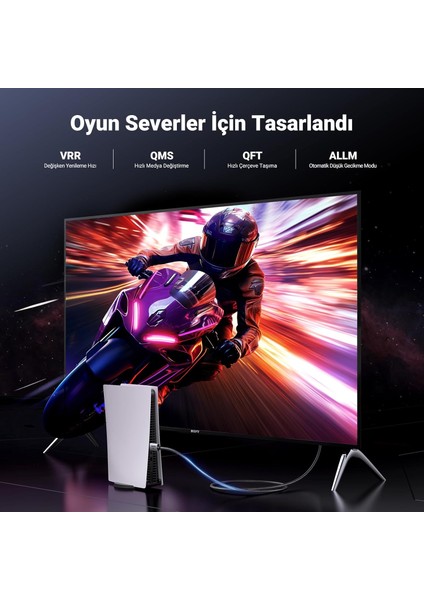 HDMI 2.1 Kablo 8K 60Hz 4K 240Hz 165Hz 144Hz 120Hz 48Gbit/s Yüksek Hızlı, HDMI Kablo 2.1 Ultra HD eARC HDR 10+ HDCP 2.3 Dolby Vision VRR TV/PS5/PS4/ Xbox Series X/Monitör ile uyumlu 5 Metre