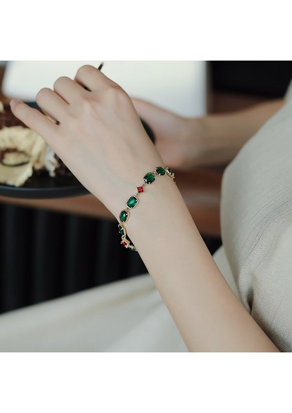 Mhm-05-04-01 Yüksek Kaliteli Yeşil Büyükanne Kristal Bilezik Retro Kişilik Butik Bilezik Şık Kadın Moda Bilezik Takı (Yurt Dışından)