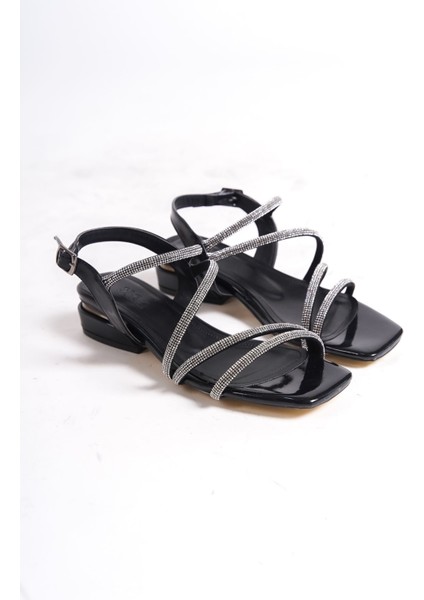 Kadın Taş Şeritli Arkası Açık Siyah Topuklu Ayakkabı fiyatları