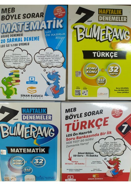 7. Sınıf Bumerang 32 Haftalık Matematik - Tükçe Denemele - Sinan Kuzucu Yayınları Türkçe Soru Bankası - Matematik Deneme