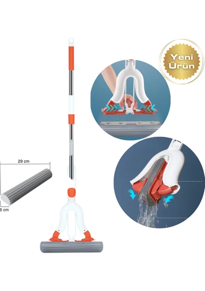 Varivas TB2030 Kelebek Sıkma Mekanizmalı Sünger Paspas Mop (Yuı Türkiye Garantili)