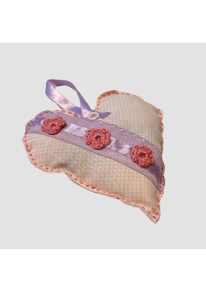 El Yapımı Kalpli Dantelli Lavanta Tanecikli Kese 13CM - Koyu Pembe modelleri