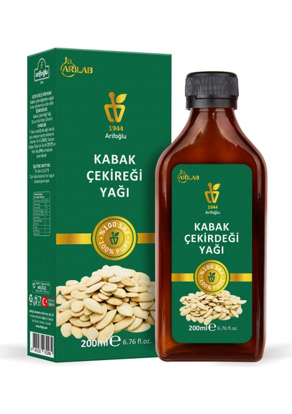 Arlab Kabak Çekirdeği Yağı 200ML %100 Saf Arifoğlu