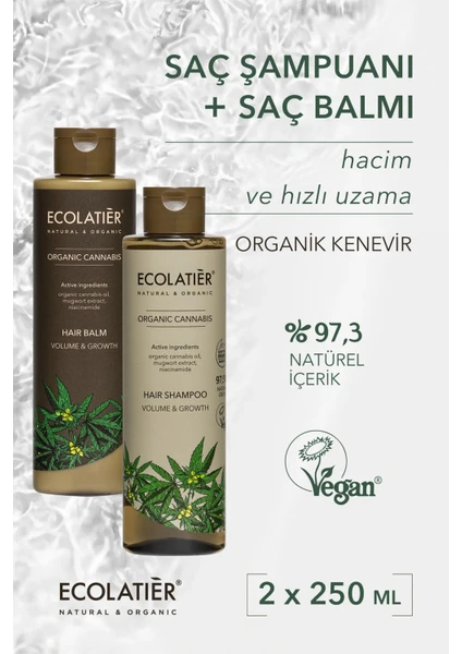 Saç Şampuanı Ve Saç Bakım Kremi Ikili Set Hacim Veren Hızlı Uzama Büyüme Organik Kenevir 500ml