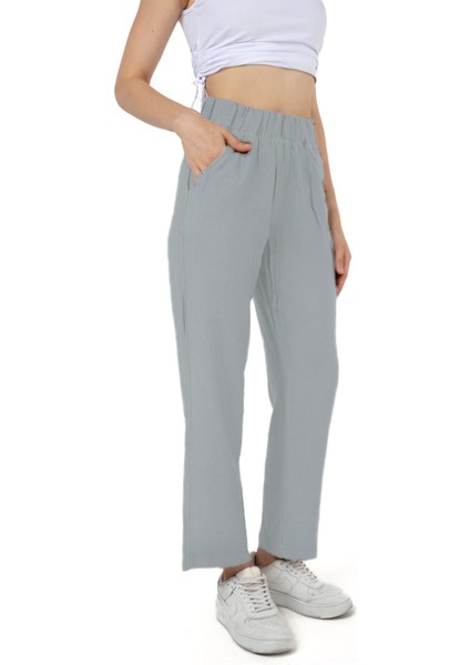 Kadın Keten Gri Pantolon Npl modelleri