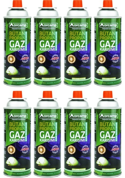 227 Gram Valfli Gaz Ocak Kartuşu 8'li Set KTS-227