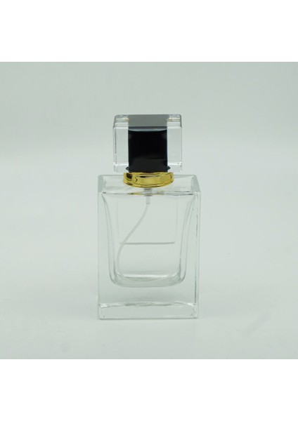 20 Adet Boş Cam Parfüm Şişe, 50 Ml, Damla Etiketli Kare Model, Şeffaf