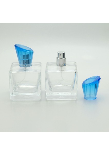 20 Adet Boş Cam Parfüm Şişe, 80 Ml, Dolgulu Küp Model, Şeffaf fırsatları