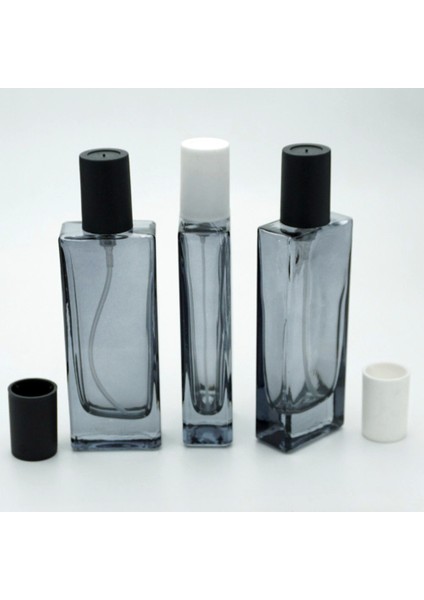 20 Adet Boş Cam Parfüm Şişe, 50 Ml, Tower Dikdörtgen Model, Siyah