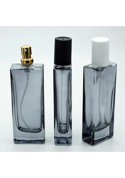 20 Adet Boş Cam Parfüm Şişe, 50 Ml, Tower Dikdörtgen Model, Siyah