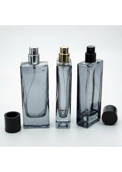 20 Adet Boş Cam Parfüm Şişe, 50 Ml, Tower Dikdörtgen Model, Siyah