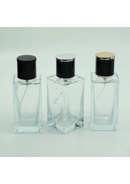 20 Adet Boş Cam Parfüm Şişe, 50 Ml, Küçük Kare Model, Şeffaf