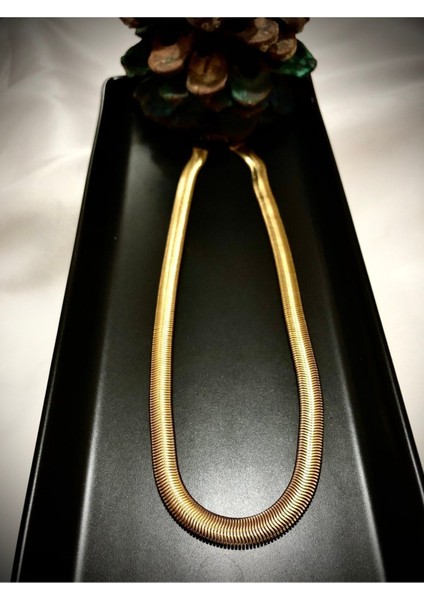 Altın Gold Italyan Kalın Zincir Yassı Çelik Kolye fırsatları