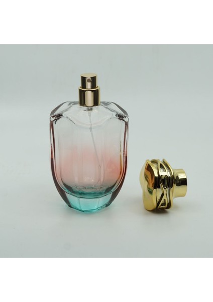 10 Adet Boş Cam Parfüm Şişe, 100 Ml, Su Yeşili-Kırmızı Degrade Model, Şeffaf, fırsatları
